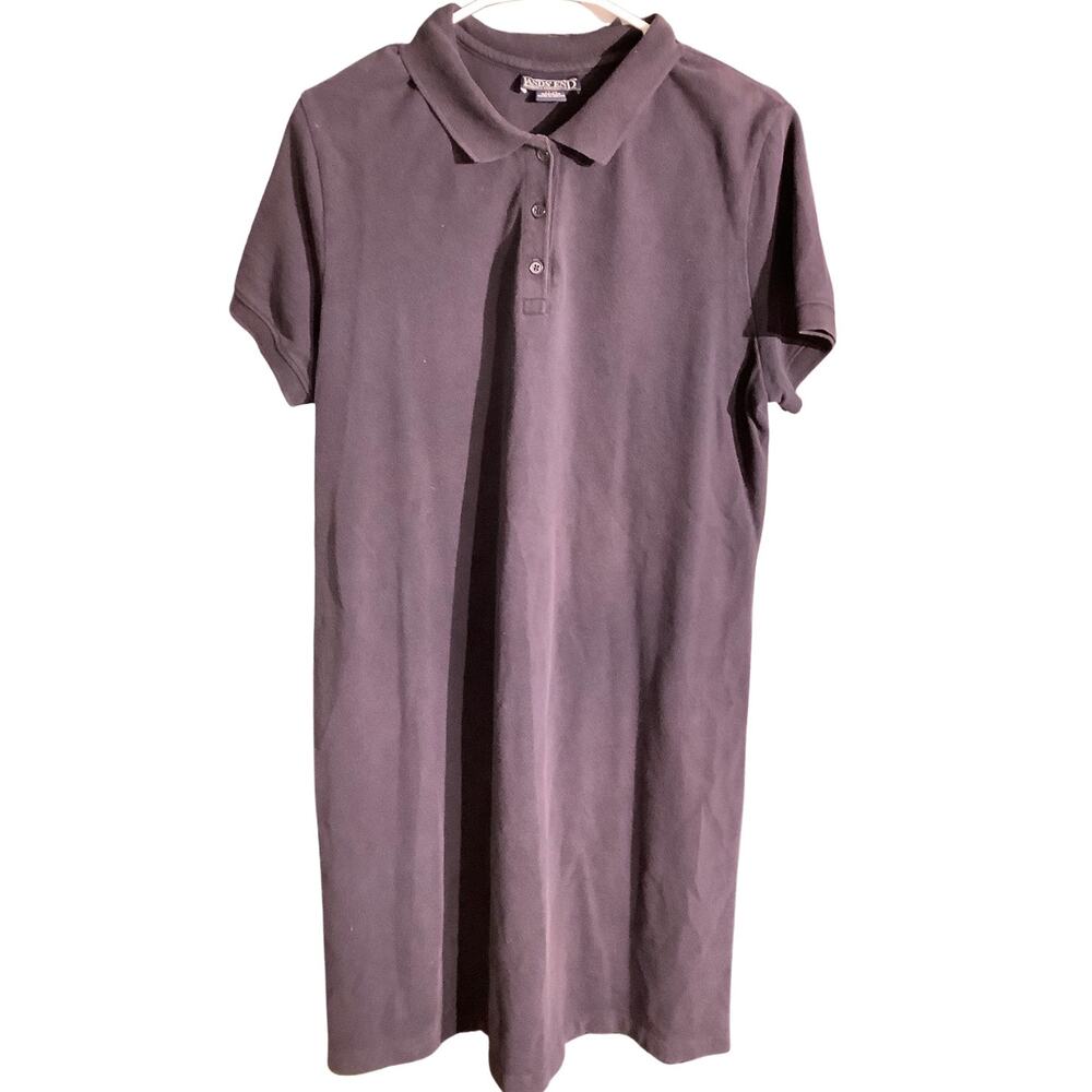 Lands’ End Navy Polo Dress Women’s L 14–16 — Preppy, Coastal, Classic